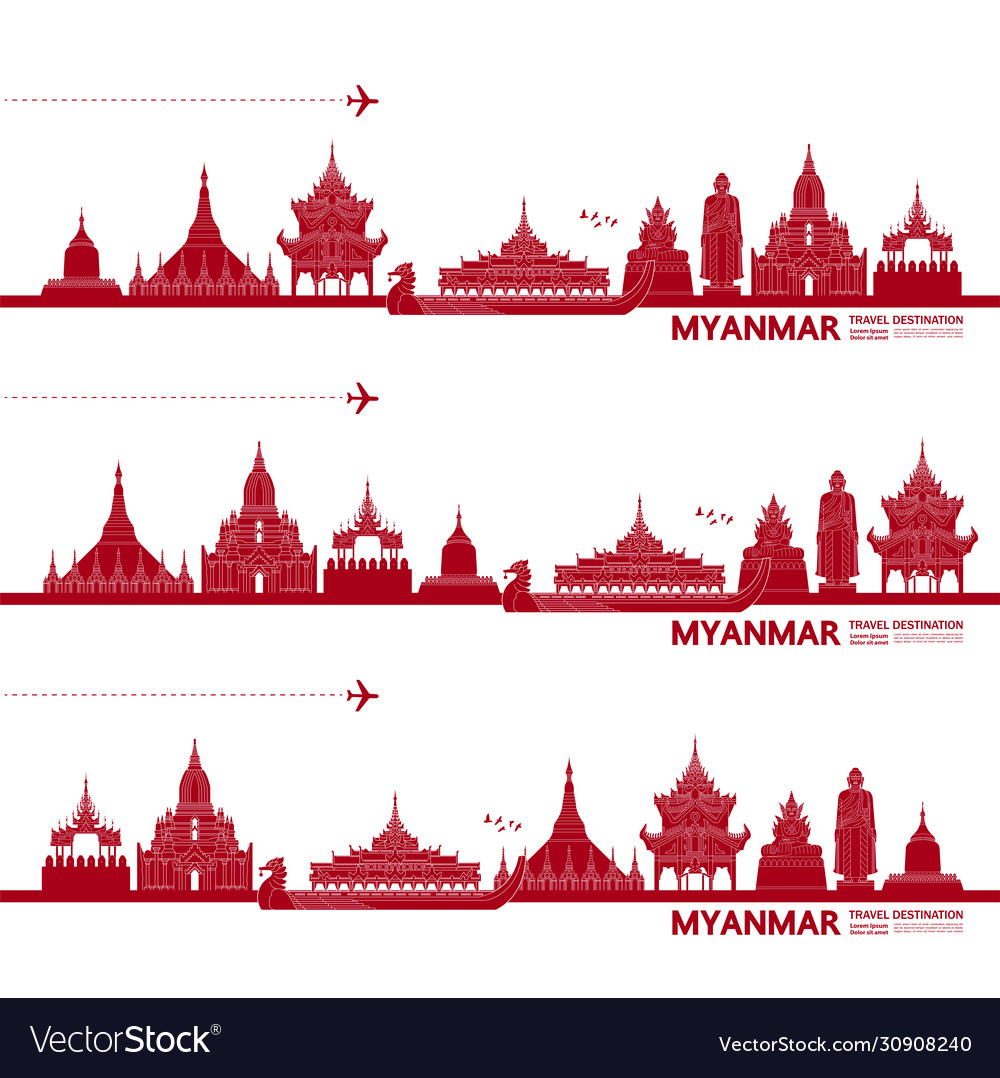Myanmar Travel Destination Royalty Free Vector Image Myanmar Travel Destination Royalty Free Vector Image