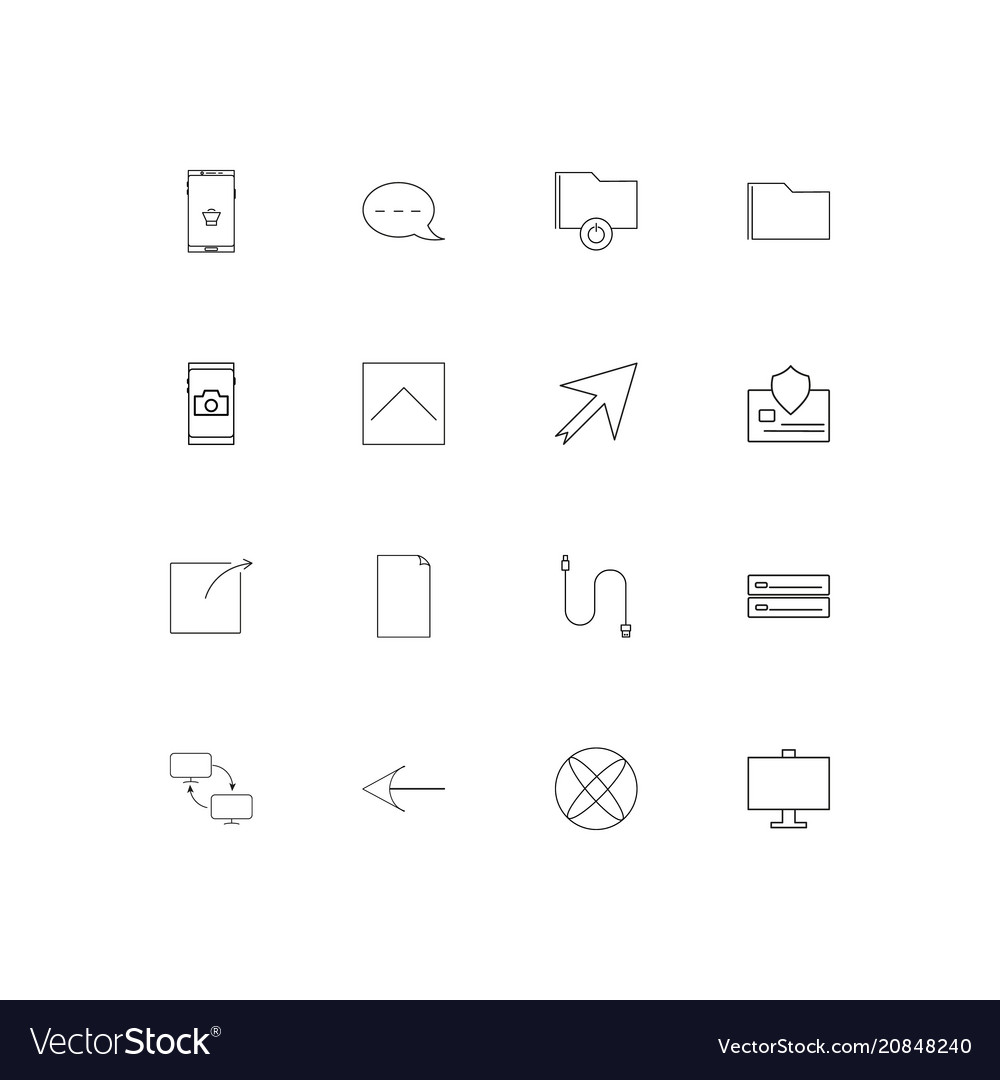 Network and database linear thin icons set