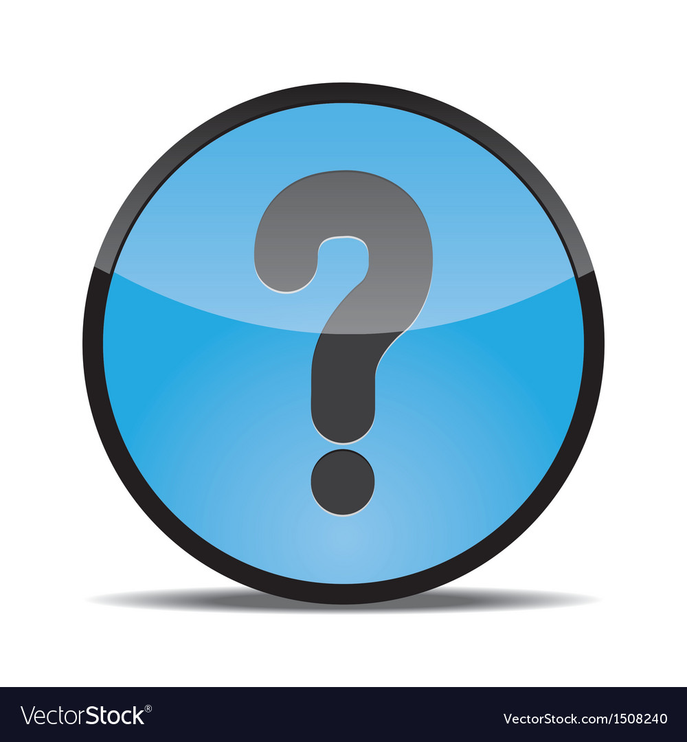 Round button with a picture of question mark