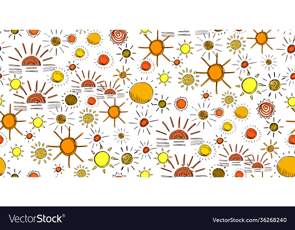 Seamless background sun symbols vector image Seamless background sun symbols