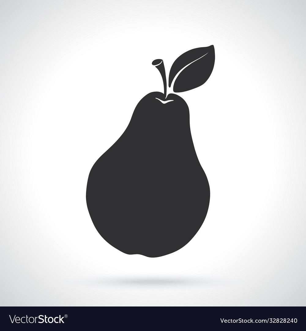 Silhouette pear with stem and leaf