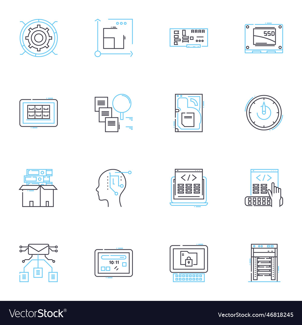 Audio systems linear icons set amplifiers Vector Image Audio systems linear icons set amplifiers
