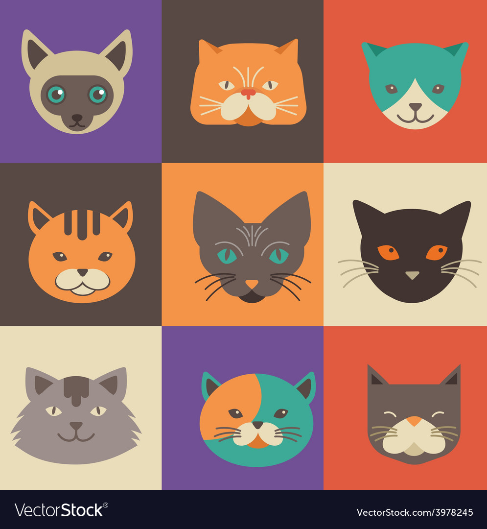 Collection of cat icons Royalty Free Vector Image