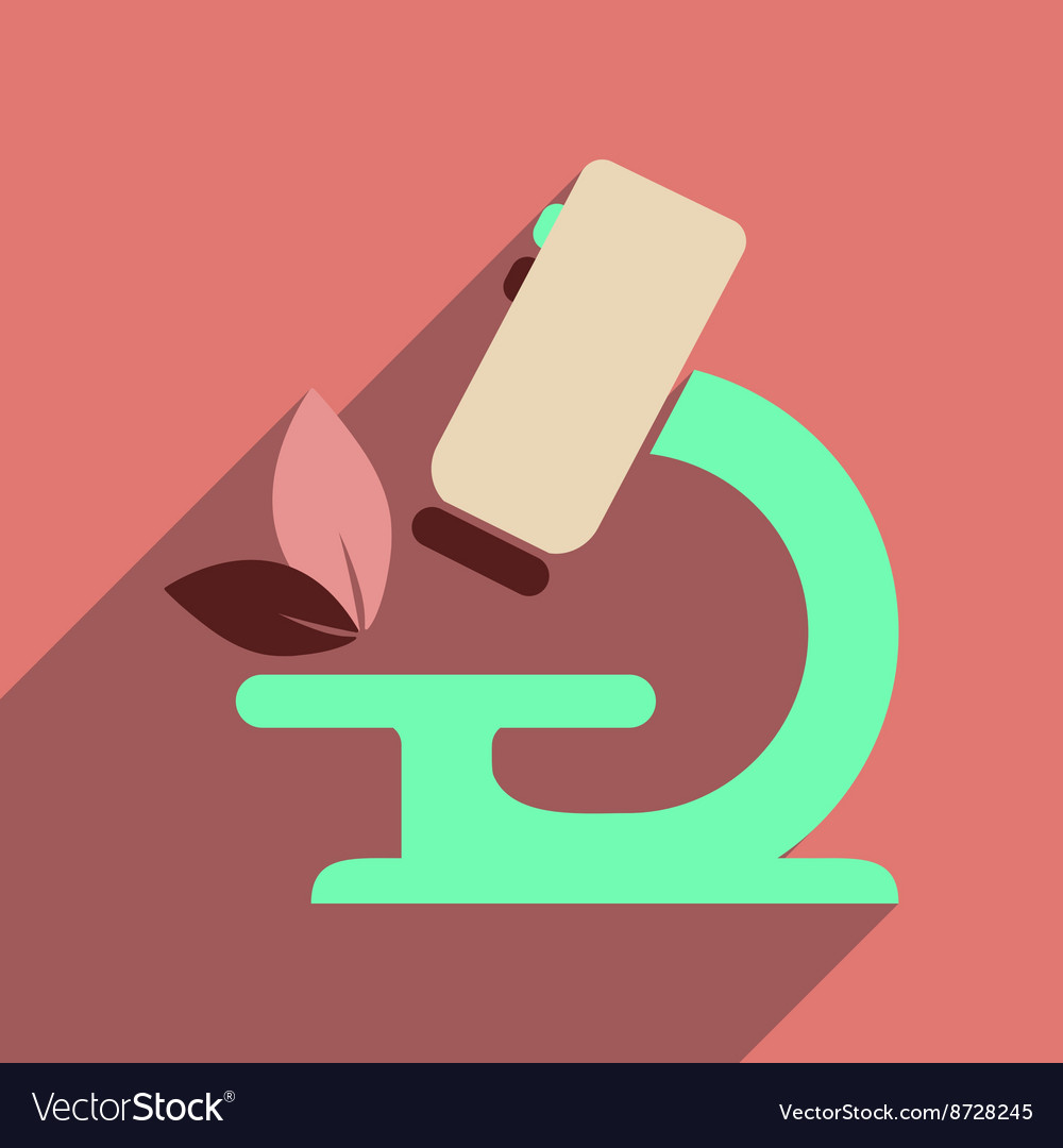 Flat web icon with long shadow microscope