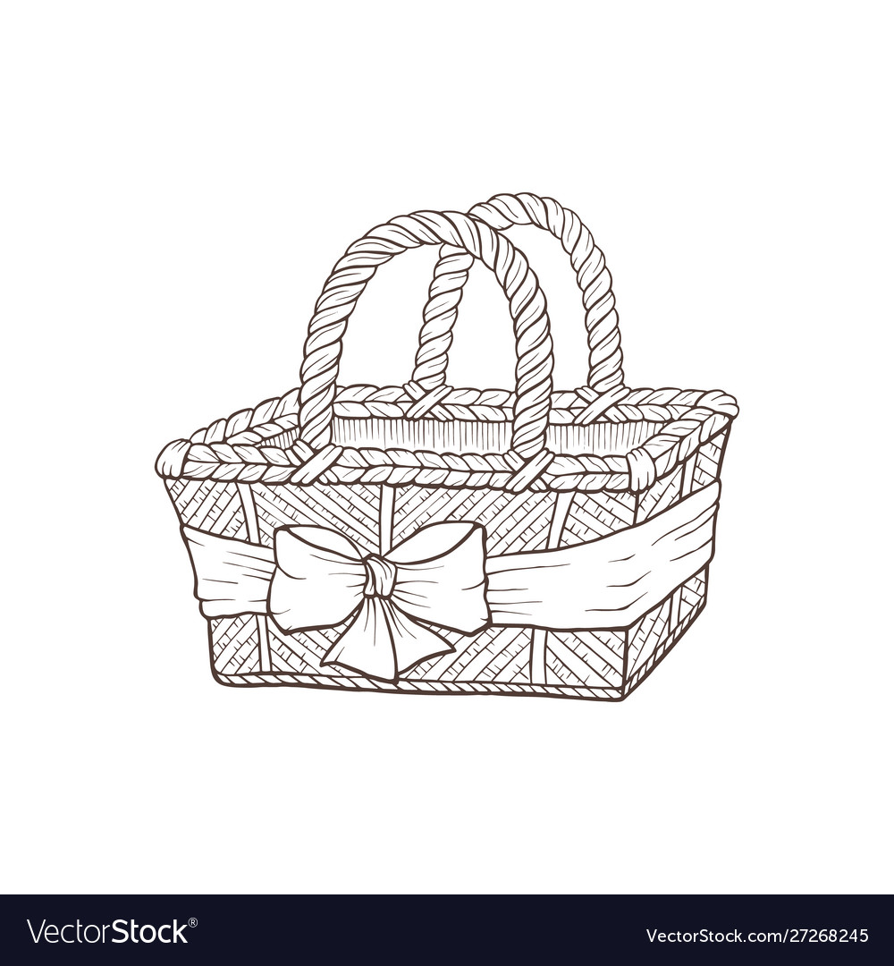 Hand drawn basket Royalty Free Vector Image - VectorStock