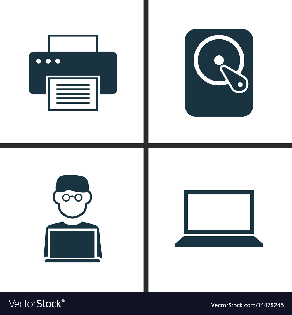Laptop icons set collection of programmer