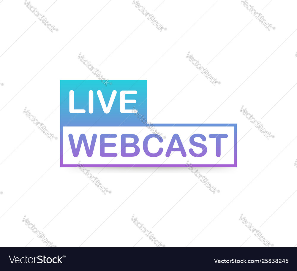 Live-Webcast-Knopf-Symbol-Emblem-Label auf weiß