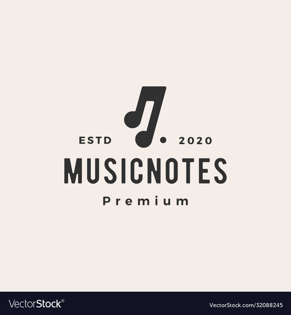 Music notes hipster vintage logo icon