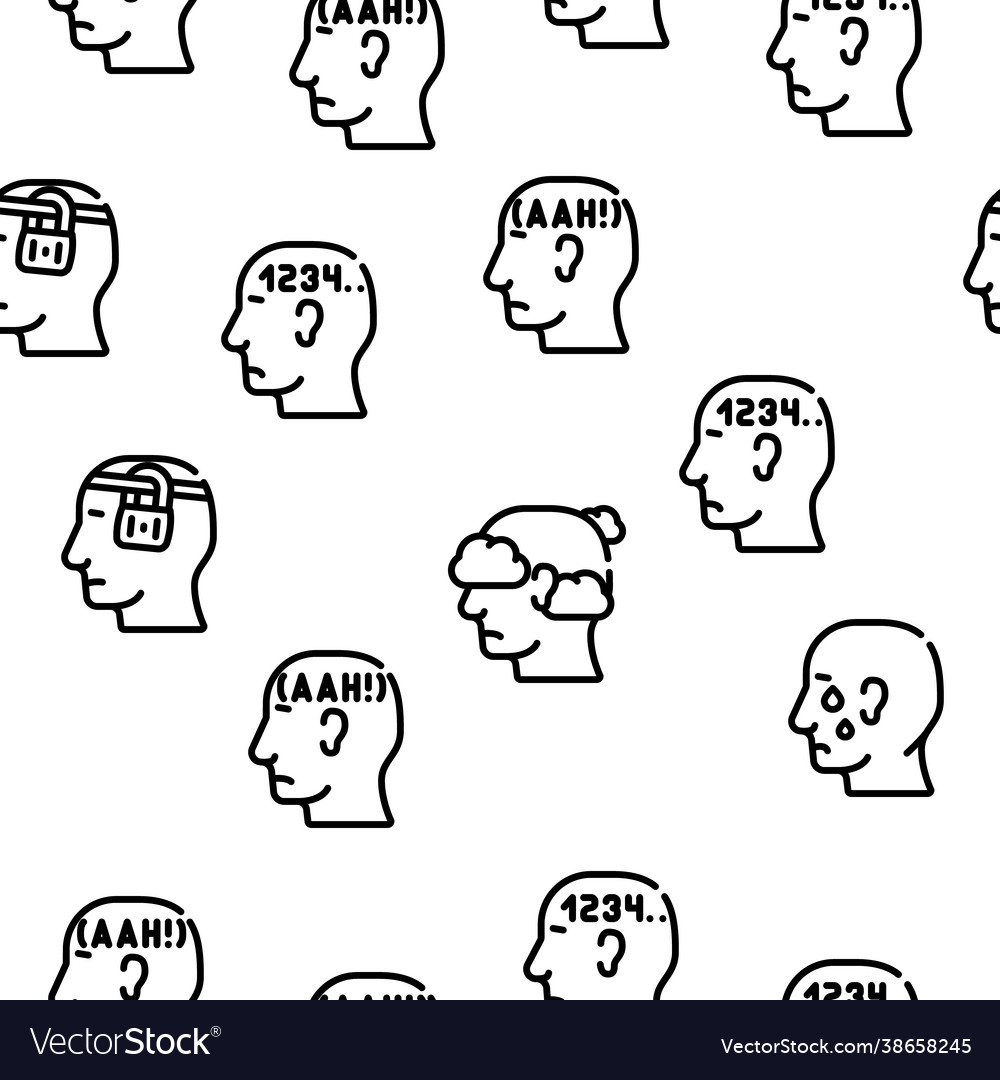 Neurosis brain problem seamless pattern vector image Neurosis brain problem seamless pattern