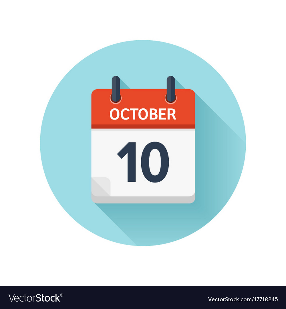 October 10 flat daily calendar icon date