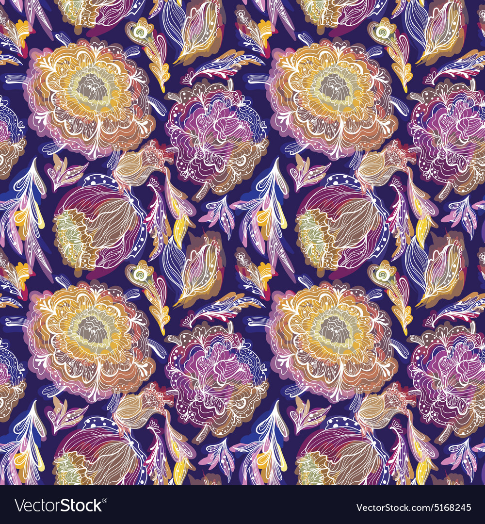 Pattern with magic light flowers Royalty Free Vector Image