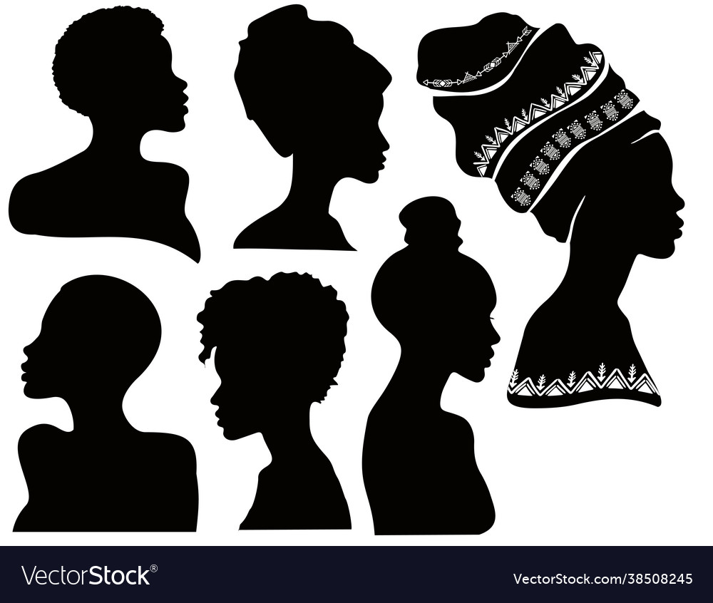 Profiles black women silhouettes african Vector Image