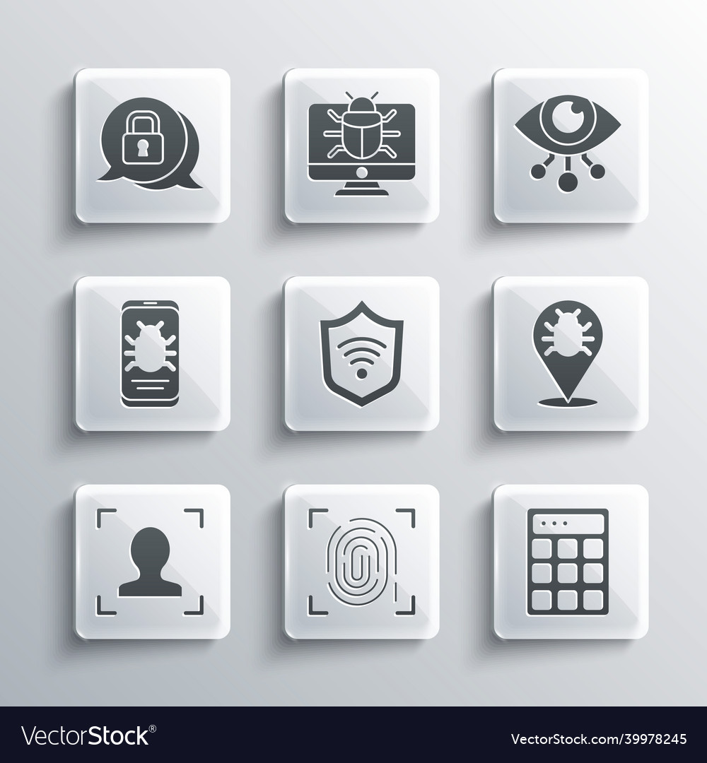 Set fingerprint password protection system bug vector image Set fingerprint password protection system bug
