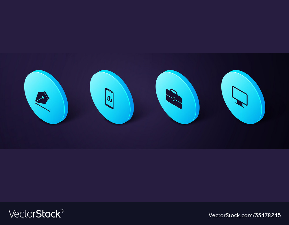 Set isometric computer monitor screen toolbox