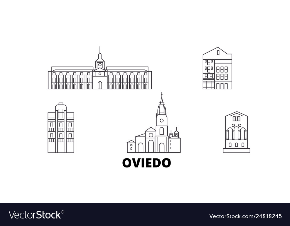 Spain oviedo line travel skyline set spain Vector Image