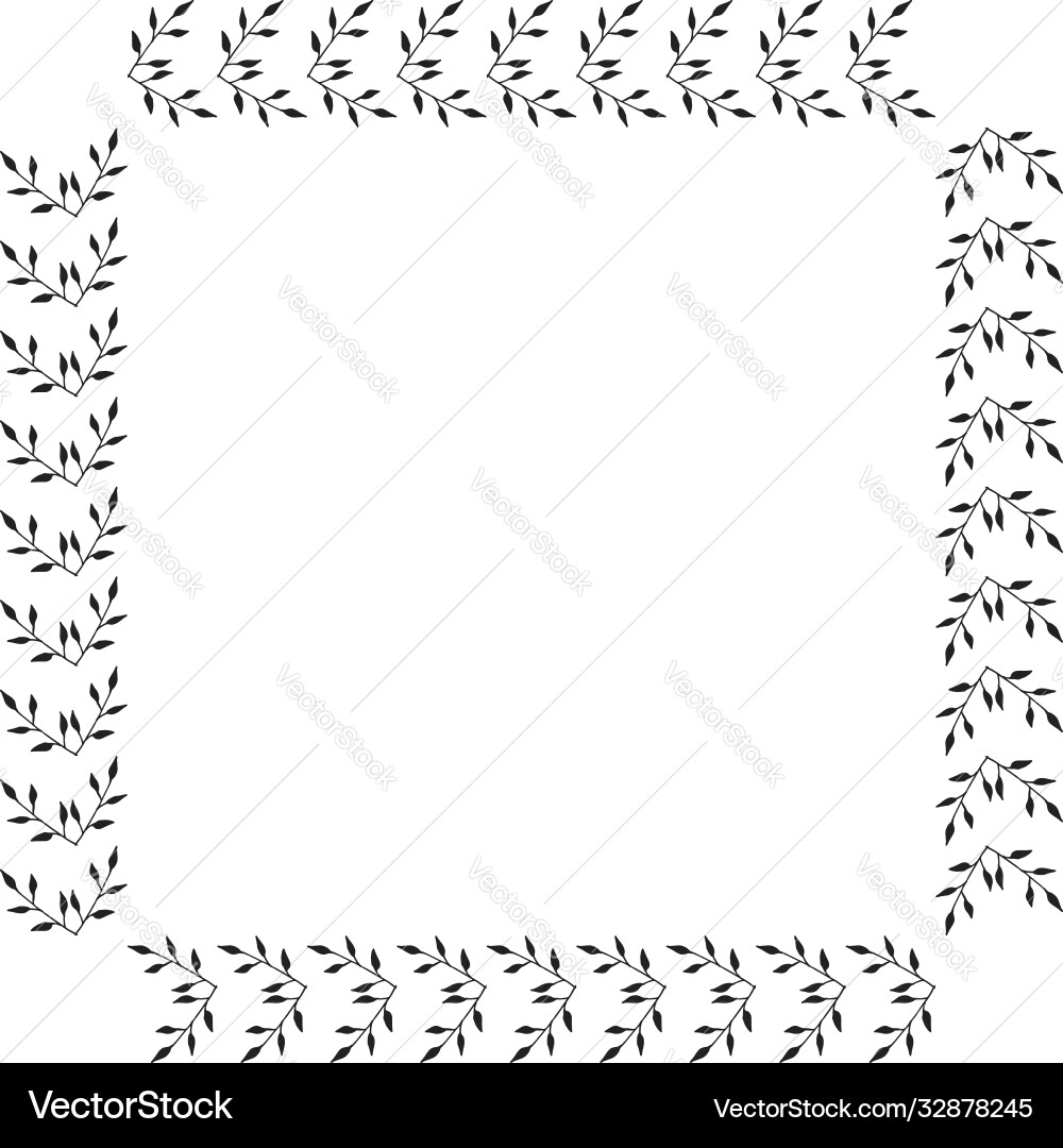 Square frame with simple creative black branches Vector Image