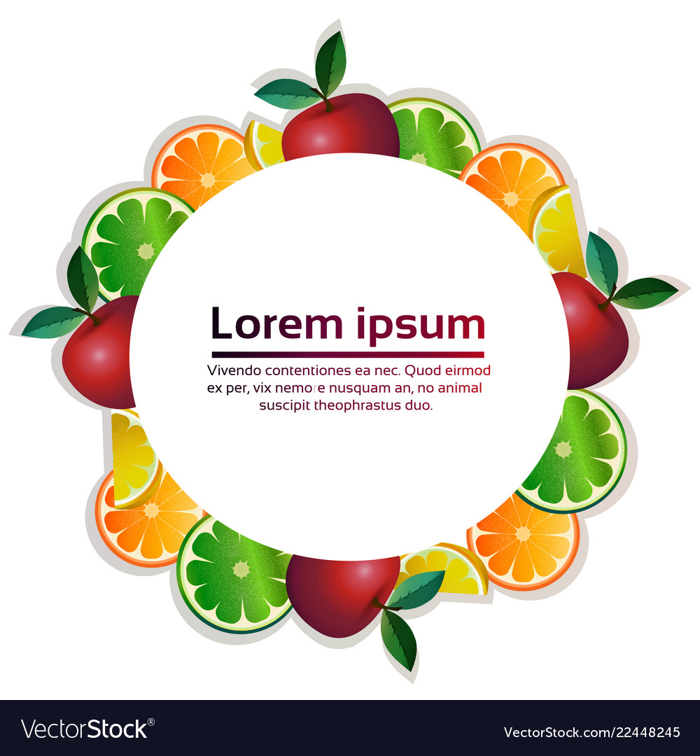 Tropical fruits colorful circle organic over white vector image Tropical fruits colorful circle organic over white