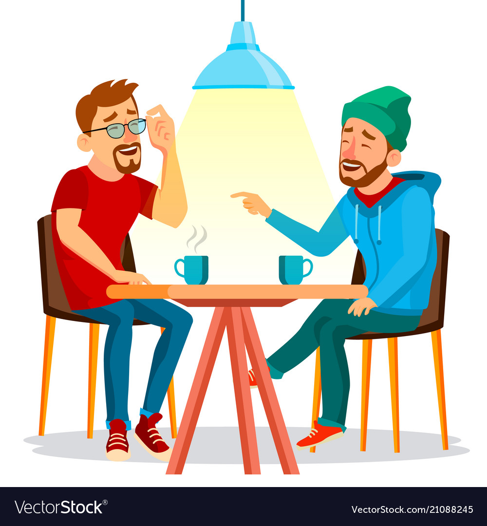 Two man friends drinking coffee best Royalty Free Vector