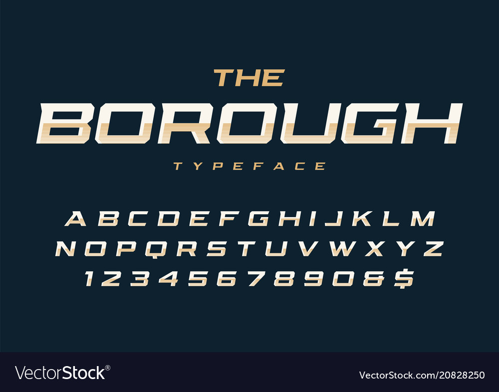 Borough trendy retro display font design vector image Borough trendy retro display font design