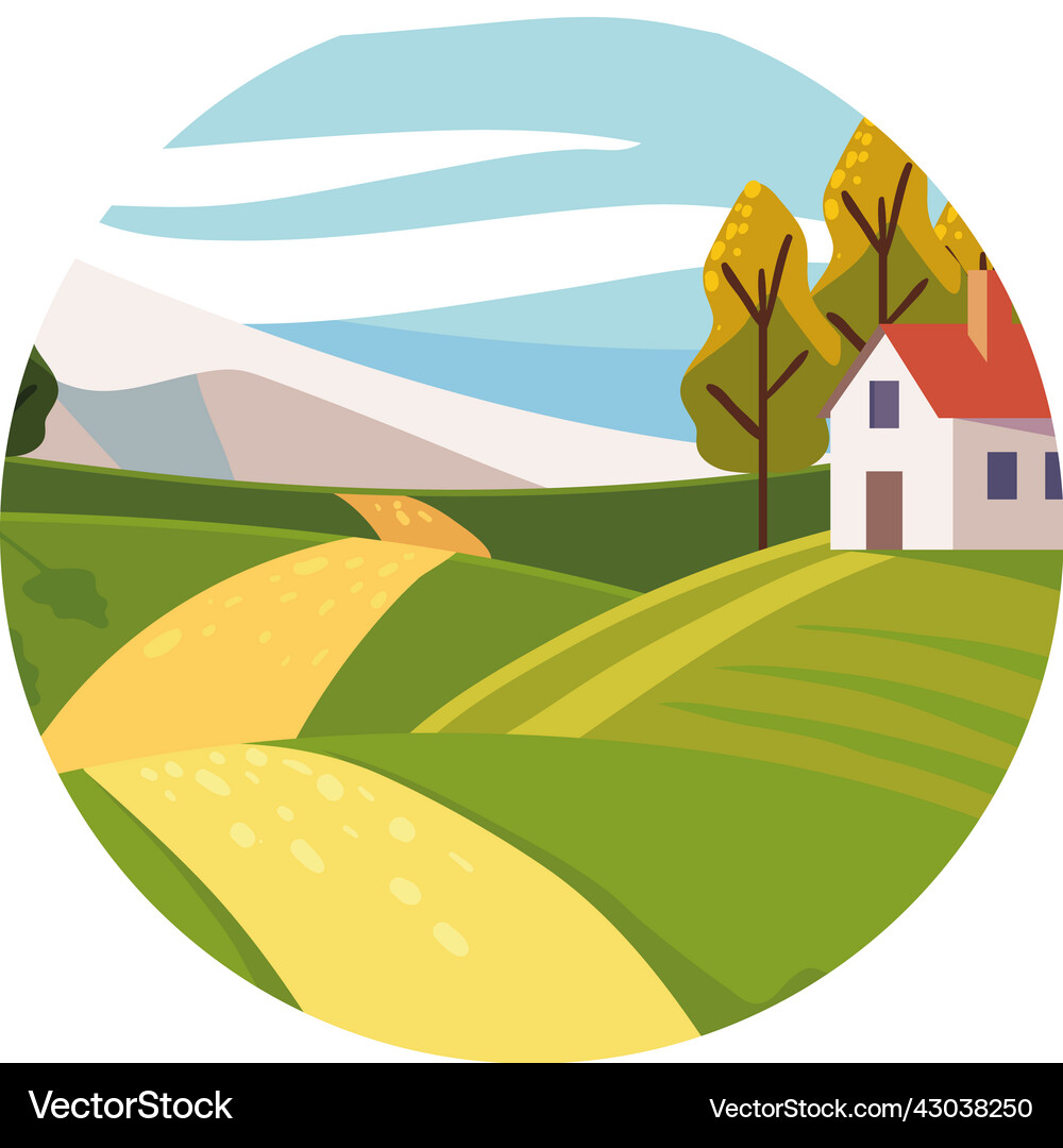 Cottage rural landscape Royalty Free Vector Image