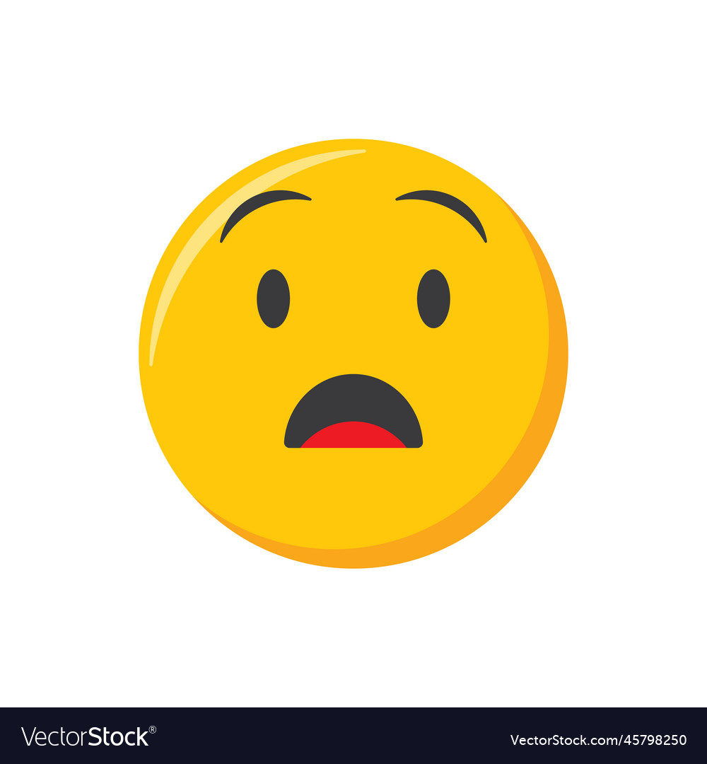 Emoji icon shocked face scared emoticon Royalty Free Vector