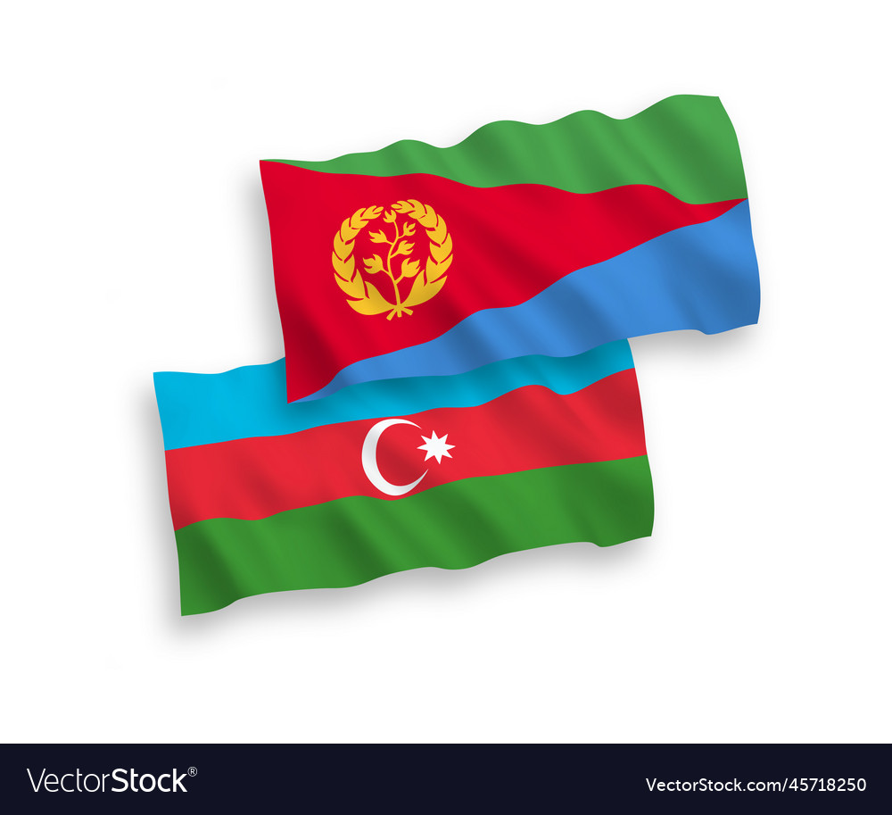 Flags of eritrea and azerbaijan on a white