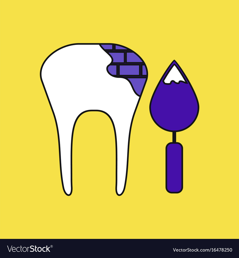 Flat icon design collection tooth with tool