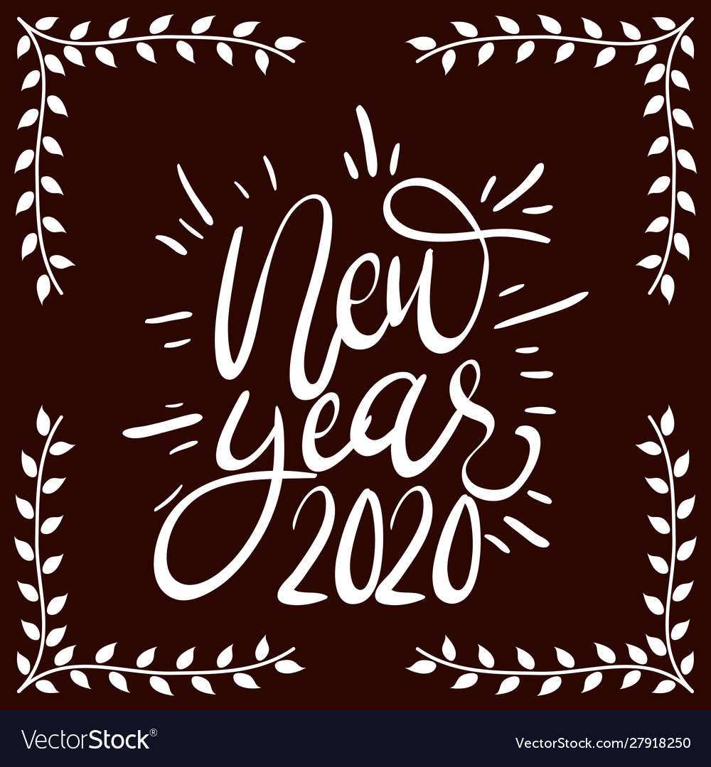 Happy new year 2020 lettering square frame