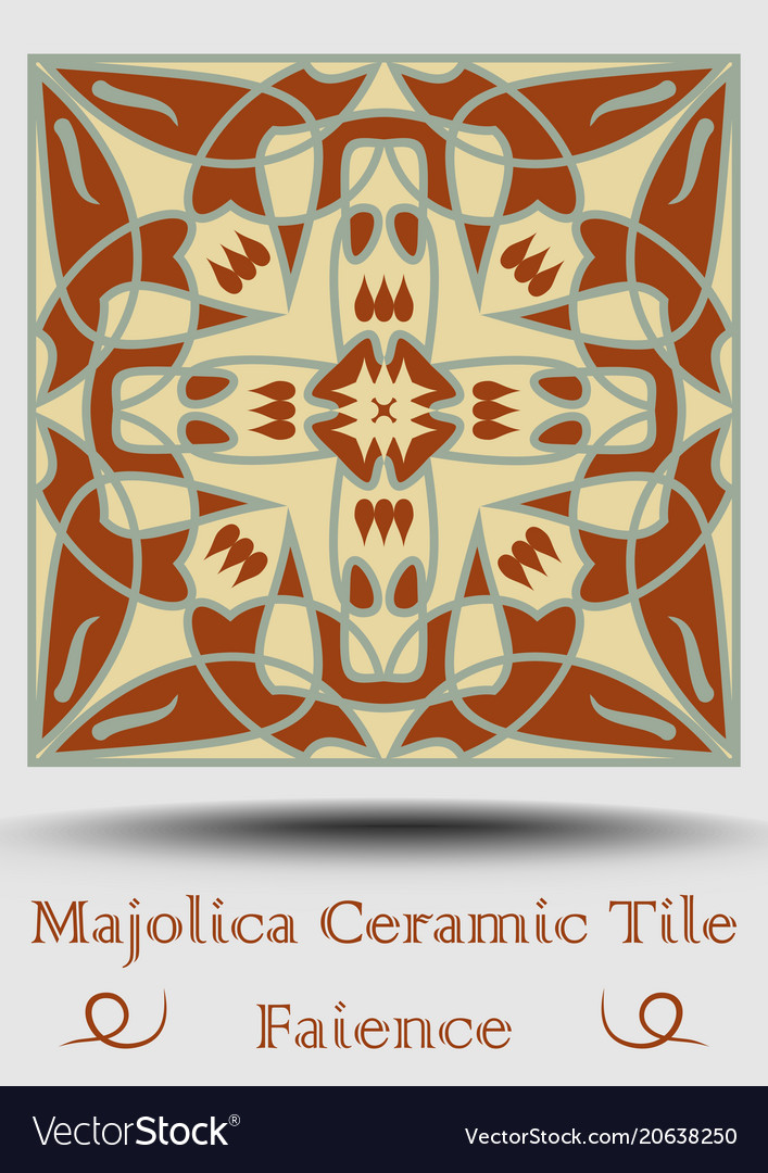 Majolica Ceramic Tile Vintage Vector Image