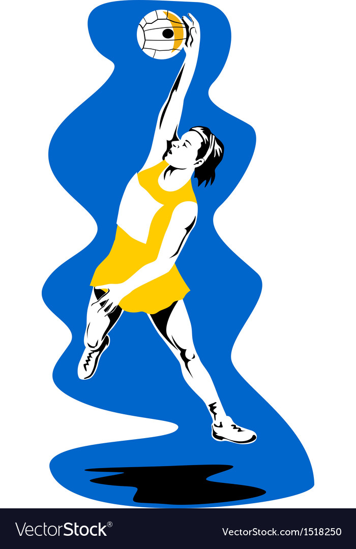 Netball player rebounding Royalty Free Vector Image