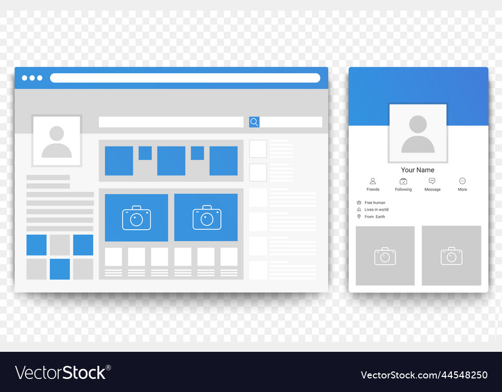 Social network interface web and mobile page