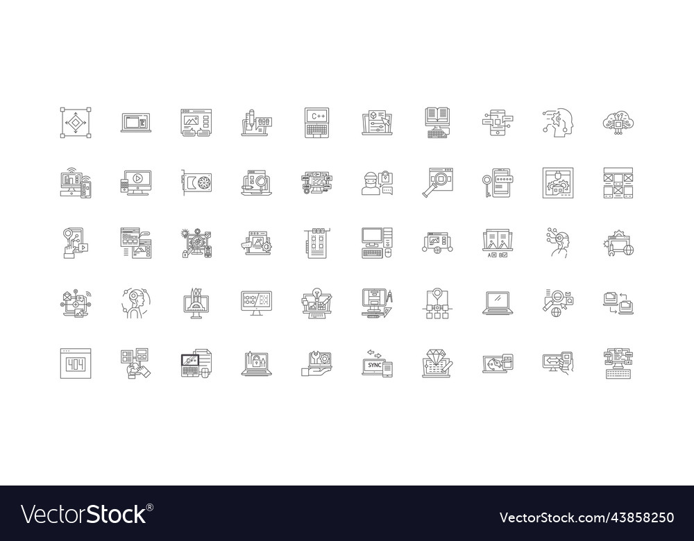 Software ideas linear icons line signs set