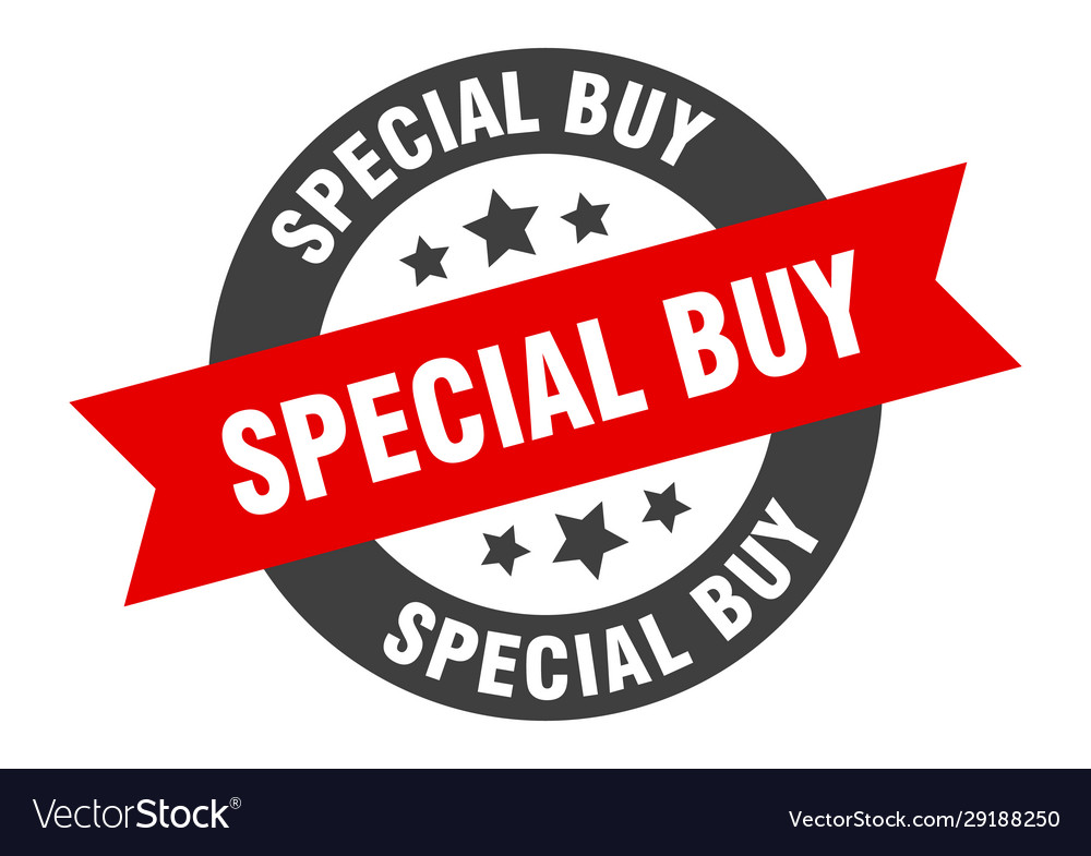 Special buy sign round ribbon sticker