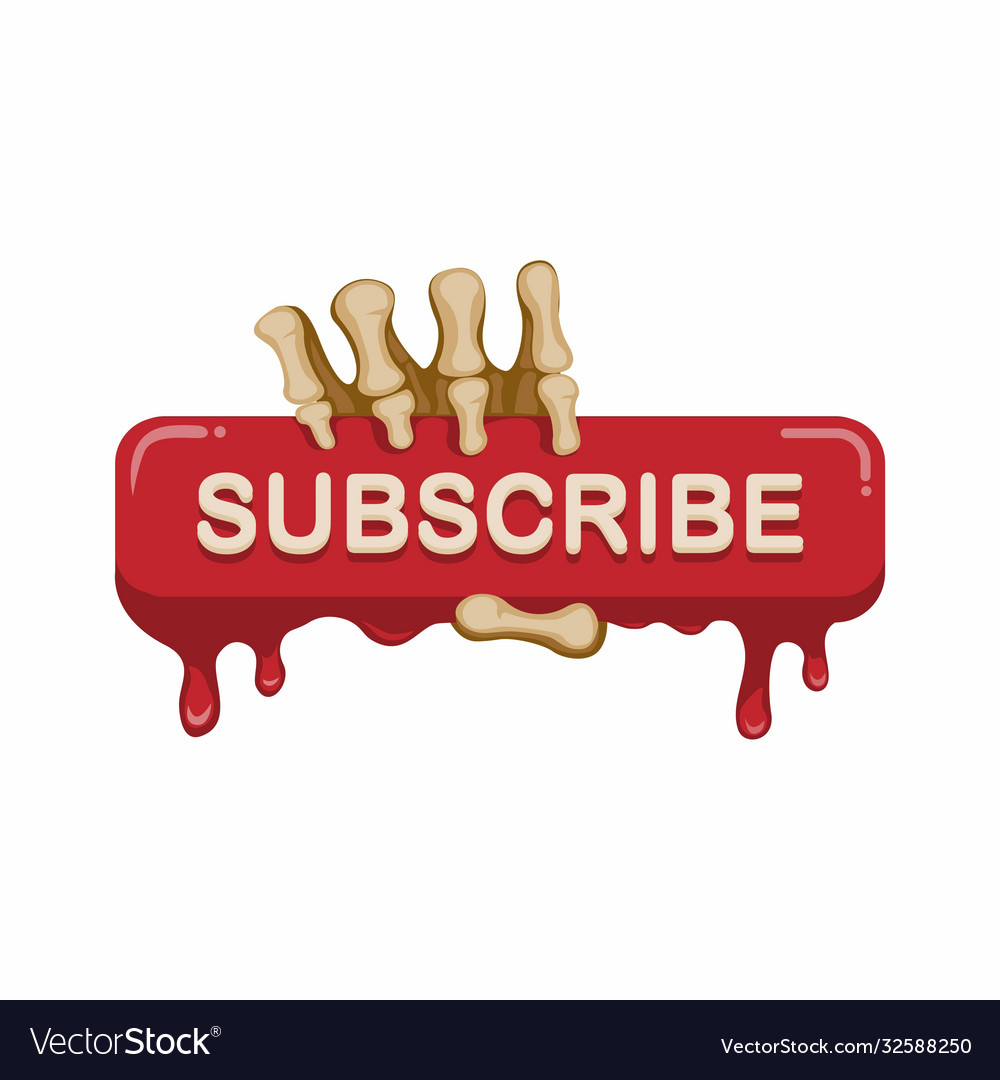 Subscribe button with skeleton hand icon vector image Subscribe button with skeleton hand icon