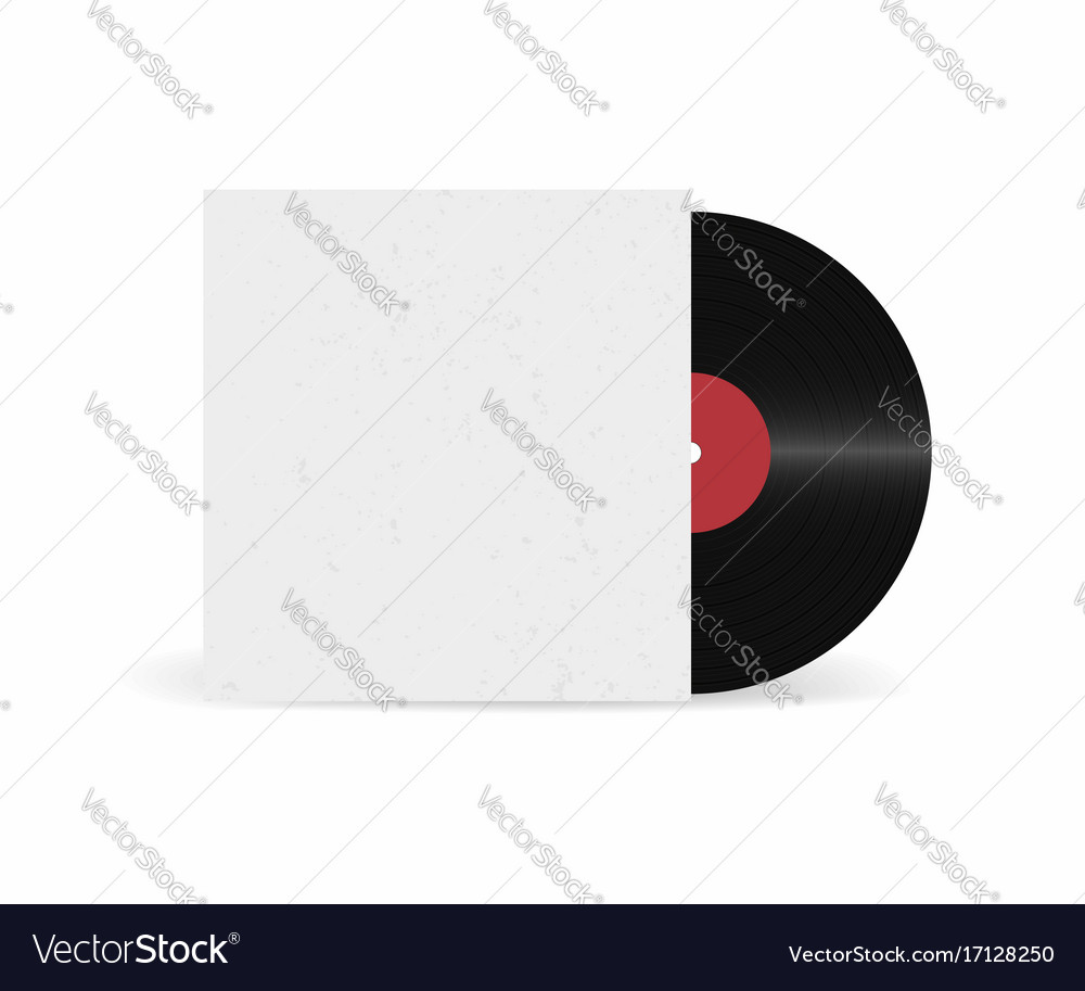 Vinyl record with cover mockup retro sound carrier