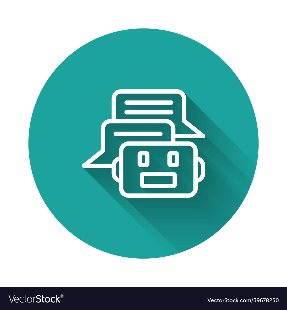 White line chat bot icon isolated with long shadow vector image White line chat bot icon isolated with long shadow