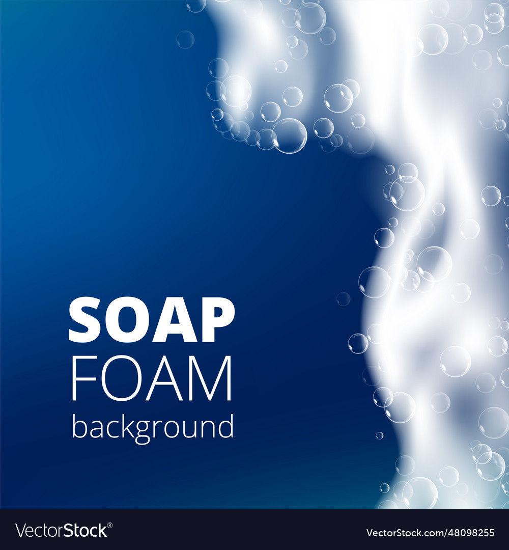 Beautiful blue background with realistic soap Vector Image