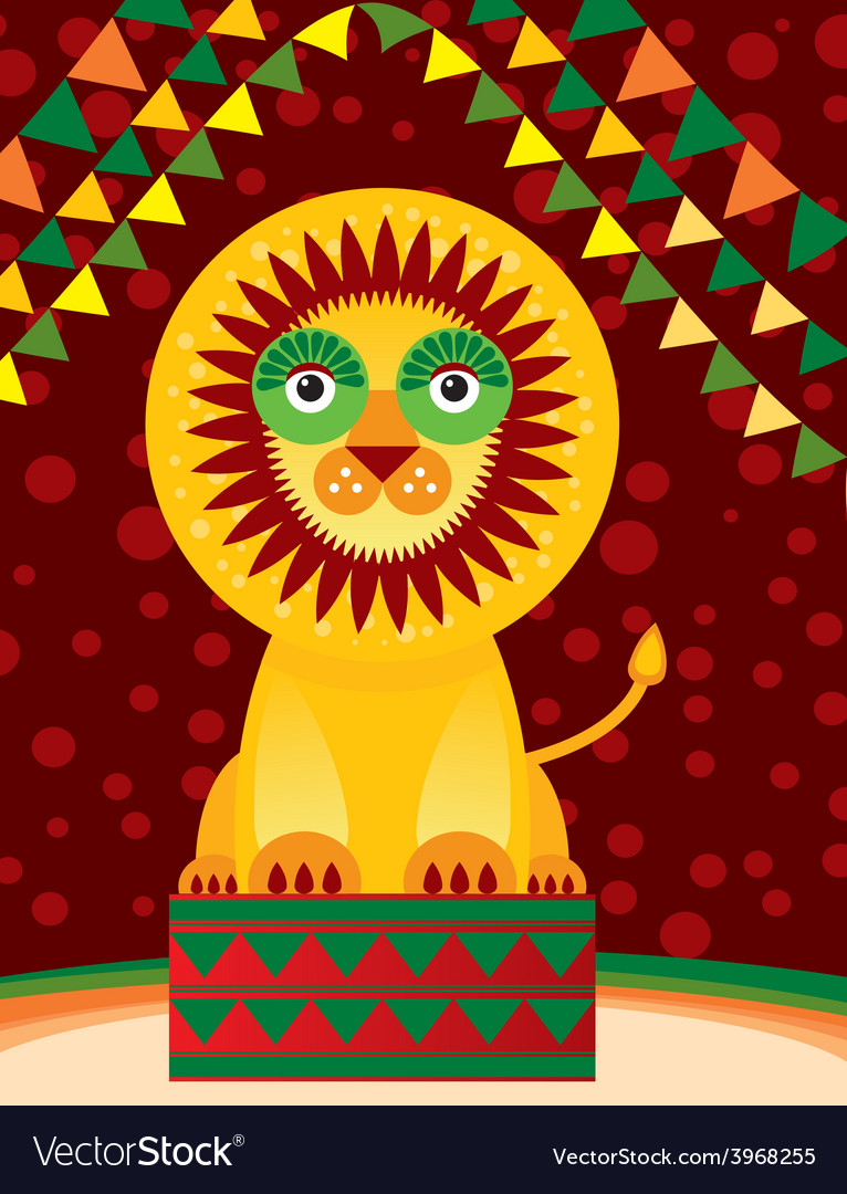 Big lion in the circus Royalty Free Vector Image