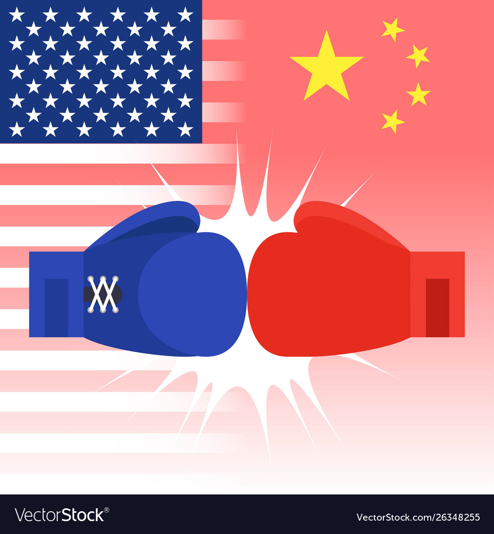 Blue and red boxing gloves with united states