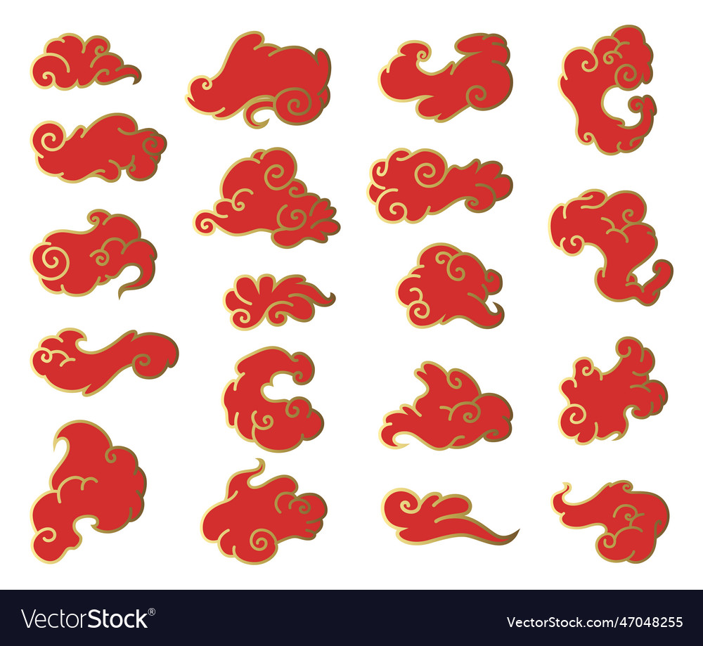 Clouds chinese style collection of red and gold