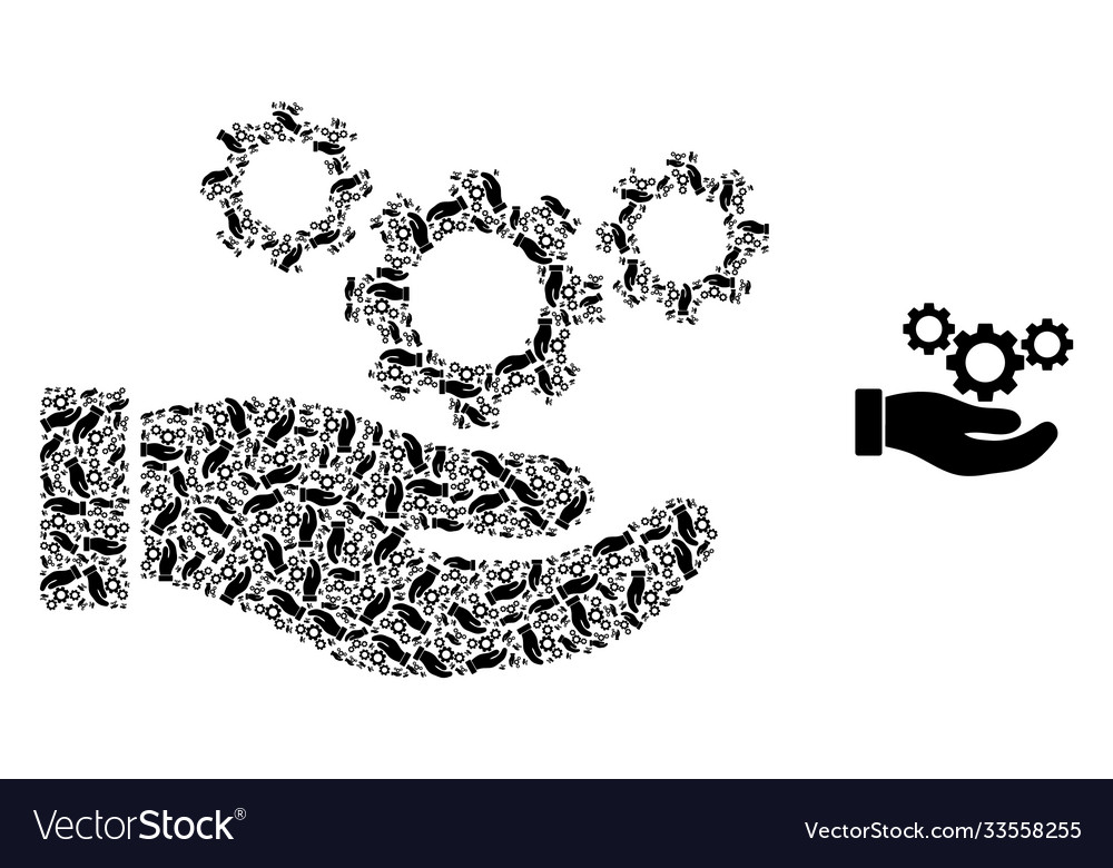 Cogs service hand fractal composition self vector image Cogs service hand fractal composition self