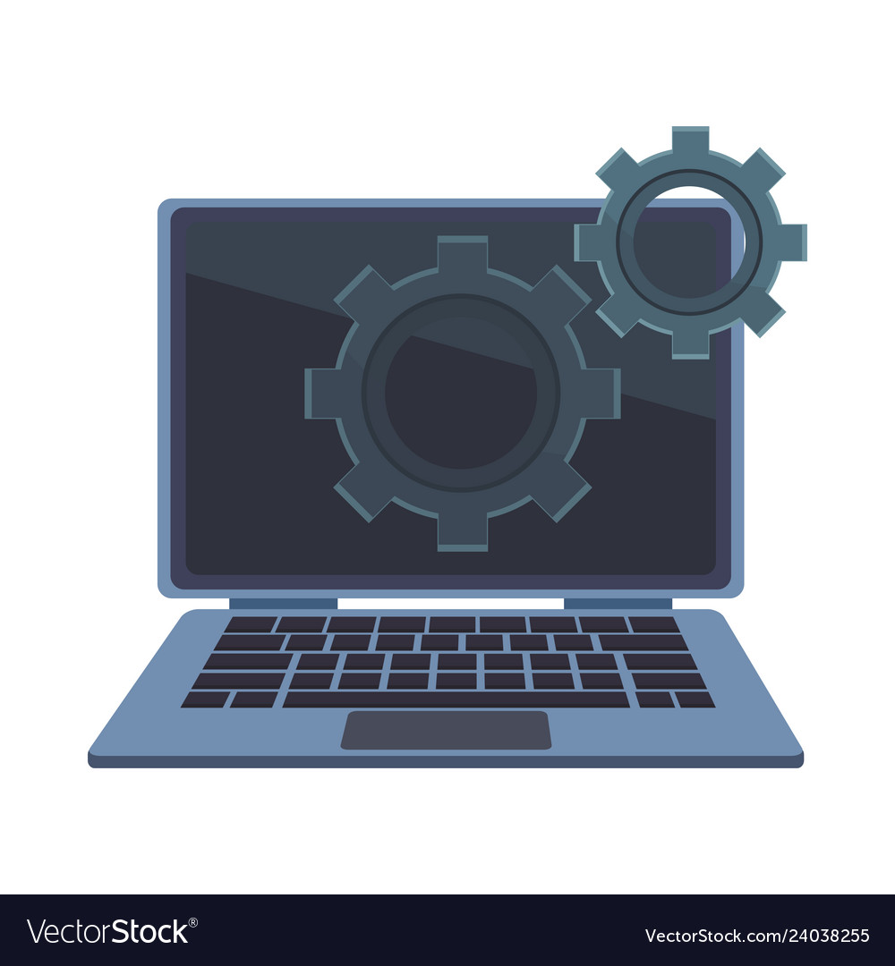 Computer with gears vector image Computer with gears
