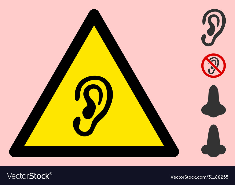 Ear warning triangle sign icon