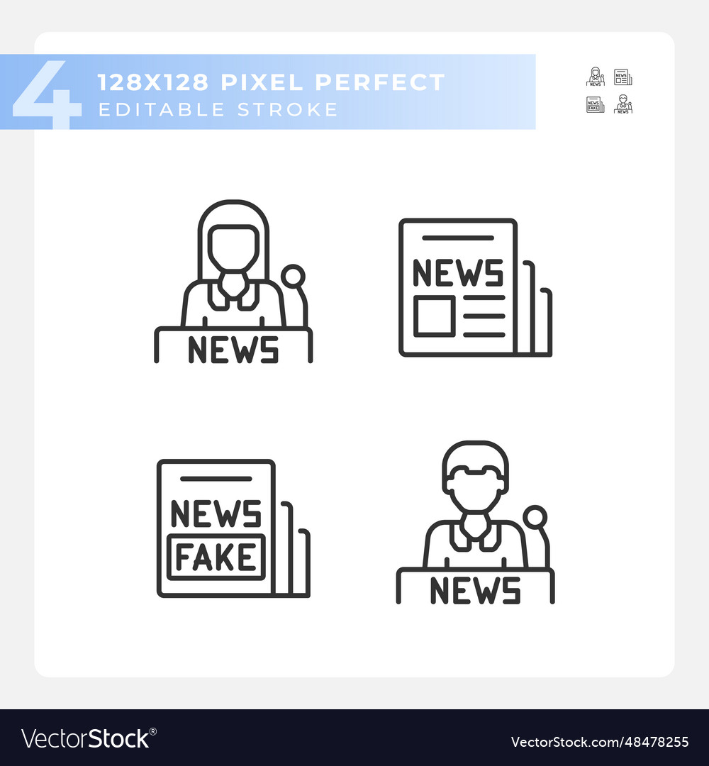 Editable pixel perfect black journalism icons