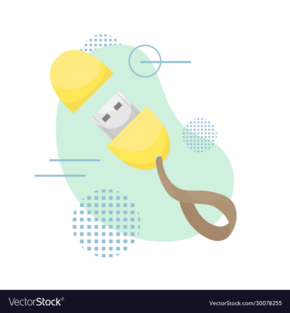 Flat usb flash drive data storage device computer vector image Flat usb flash drive data storage device computer