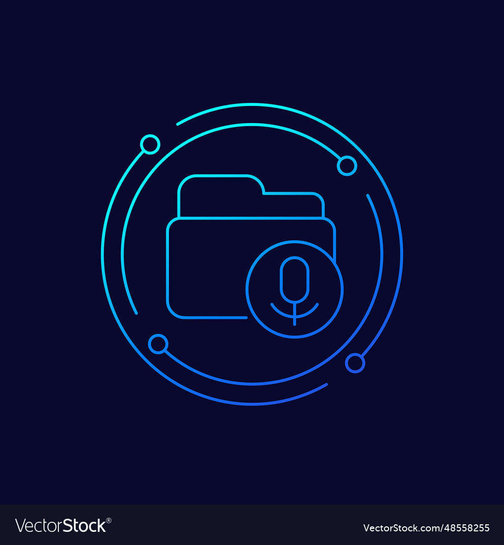 Folder with audio records icon linear design
