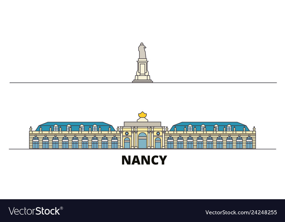 France nancy landmark flat landmarks Royalty Free Vector