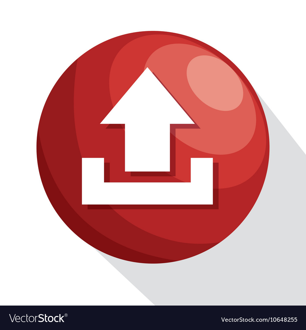 Icon upload circle red process design isolated