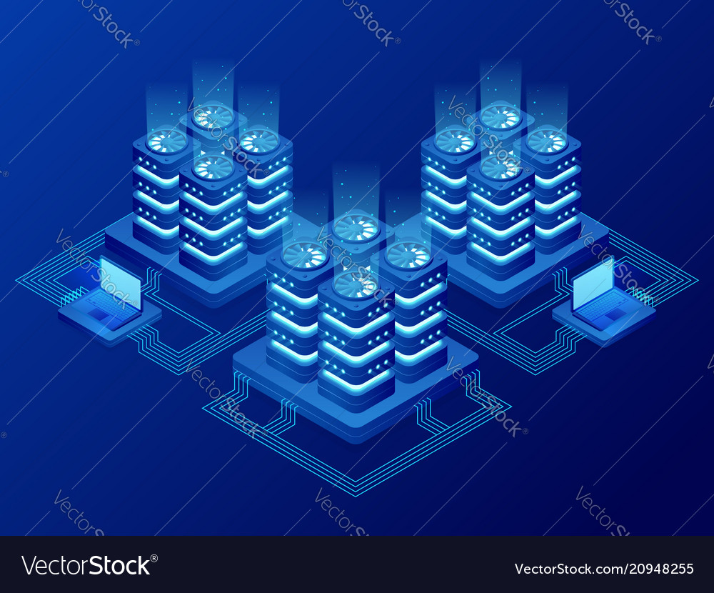 Isometric database network management big data Vector Image