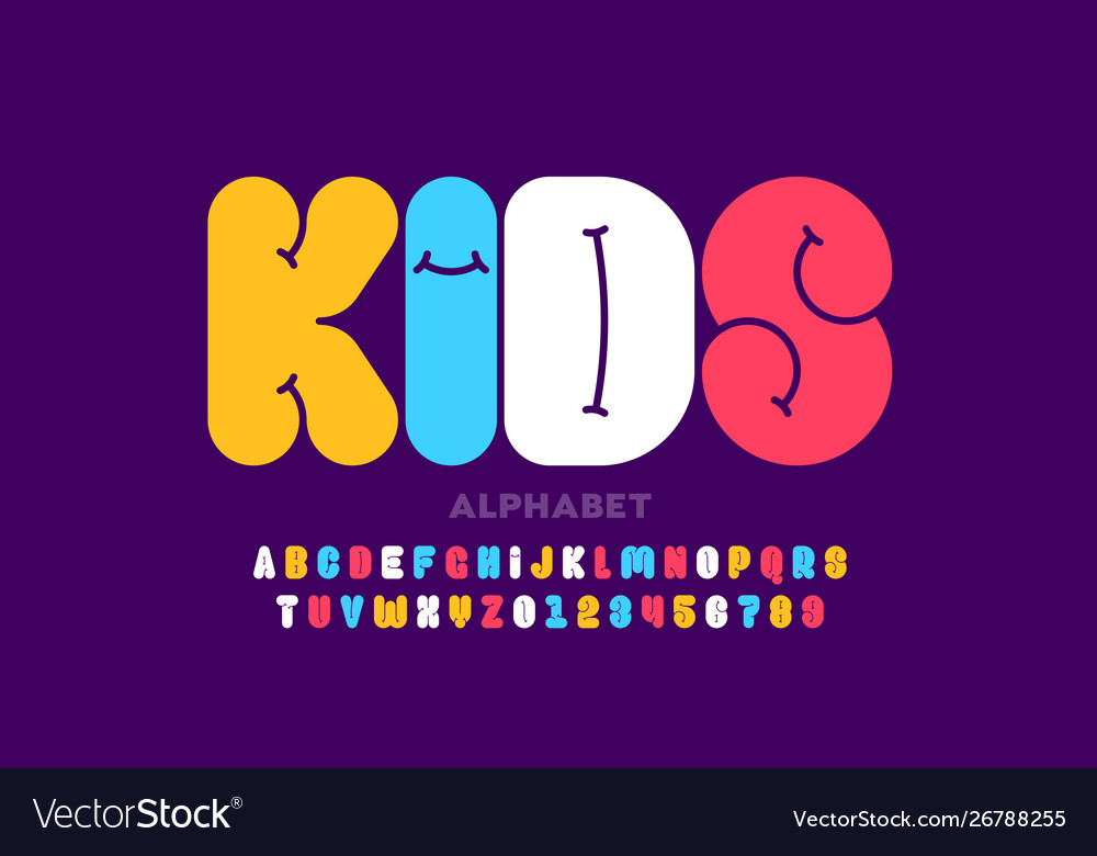 Kids style font design alphabet letters and Vector Image